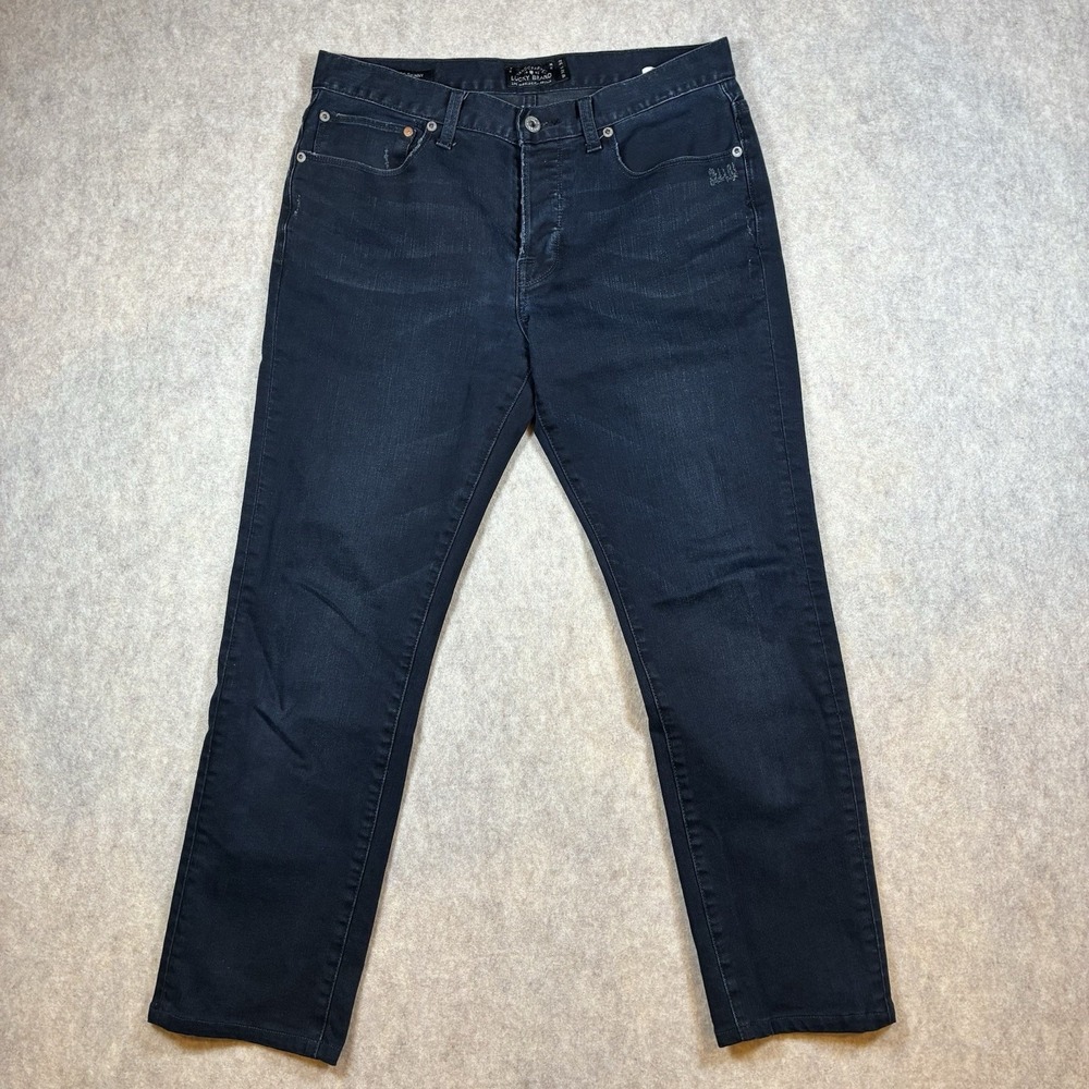 Lucky Brand Men's 32x27 (actual) Black 1 Authentic Skinny Distressed Black Jeans